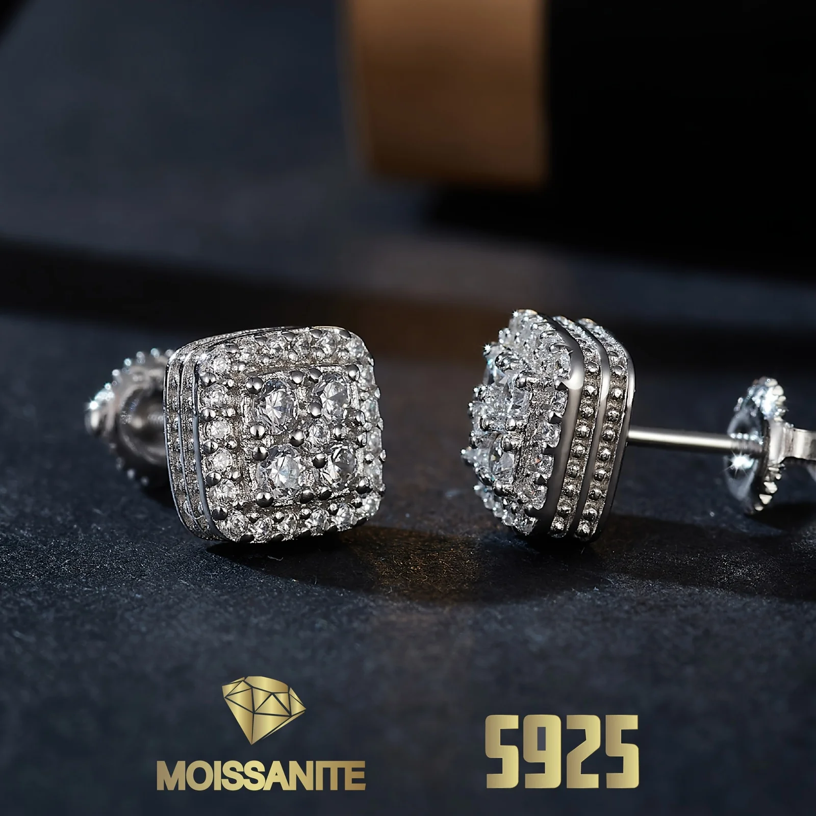 

Cushion Earrings Moissiante Stud Earring for Women 925 Silver Earring Engagement Wedding New Design in Earrings Gra Certificate
