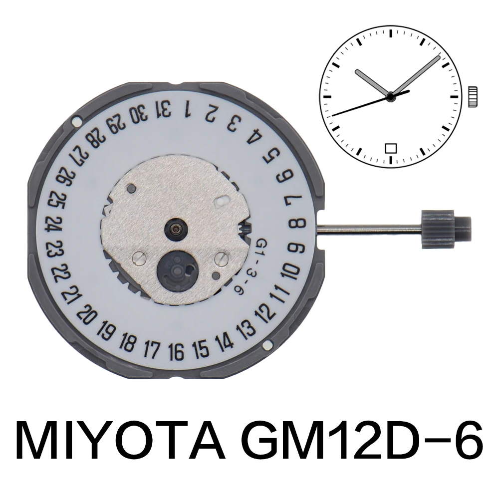 Miyota-Movimiento de GM12-6 GM12, accesorio de repuesto para reloj, Delgado, con 3 manos