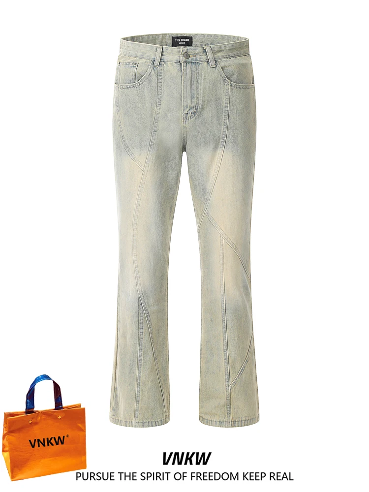 

Мужские джинсы American Sle Flared: весенне-осенние, прямые, в стиле High Street, цвета желтой глины, повседневные, ретро, универсальные, длинные брюки