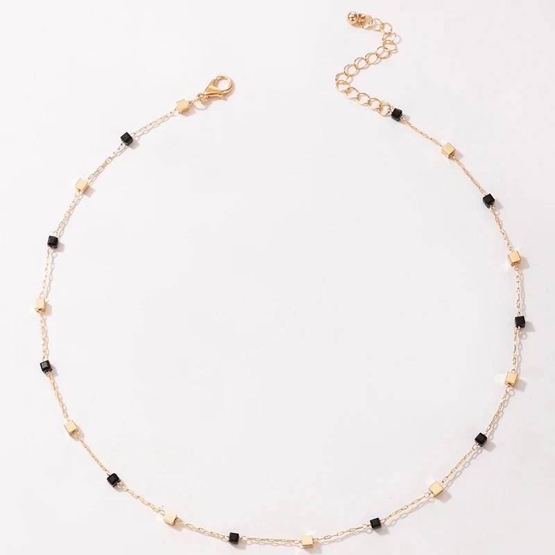 docona Charms Bead Clavicle Chain Choker Necklace for Women Elegance Gold Color Alloy Metal Adjustable Party Jewelry Collar