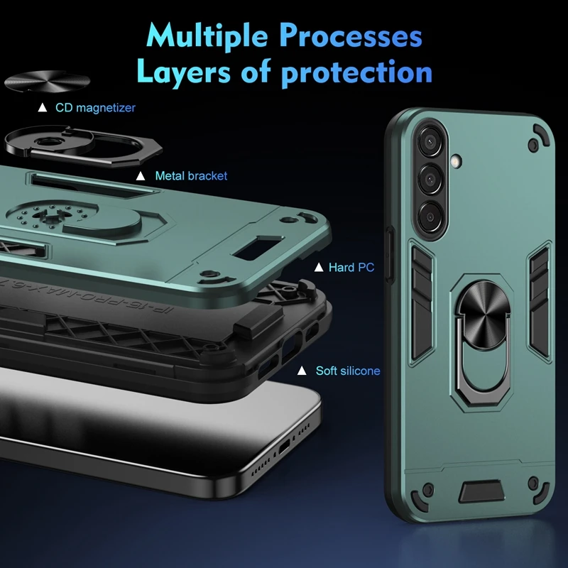 For Samsung Galaxy M15 5G Case Shockproof Armor Case For For Samsung M15 F 15 Galaxy F15 SM-M156B Car Magnetic Holder Ring Cover