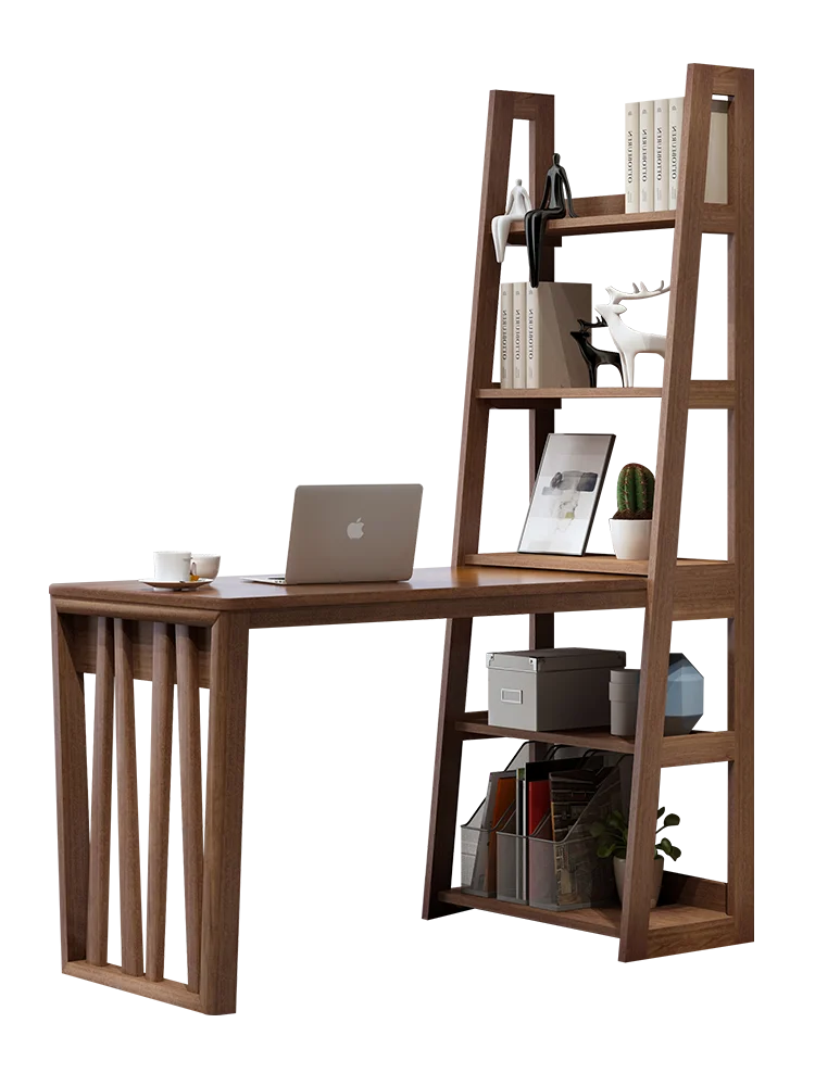 All solid wood desk bookshelf combination modern simple corner home writing desk bedroom with bookcase integrated