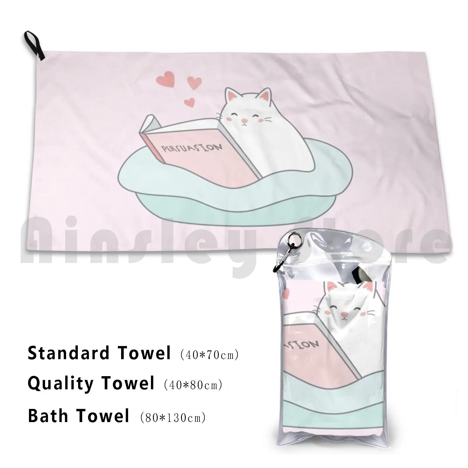 Jane Austen Cat-Persuasion, serviette de bain rose pâle, coussin de plage Jane Austen Jane Austen Jane Austen