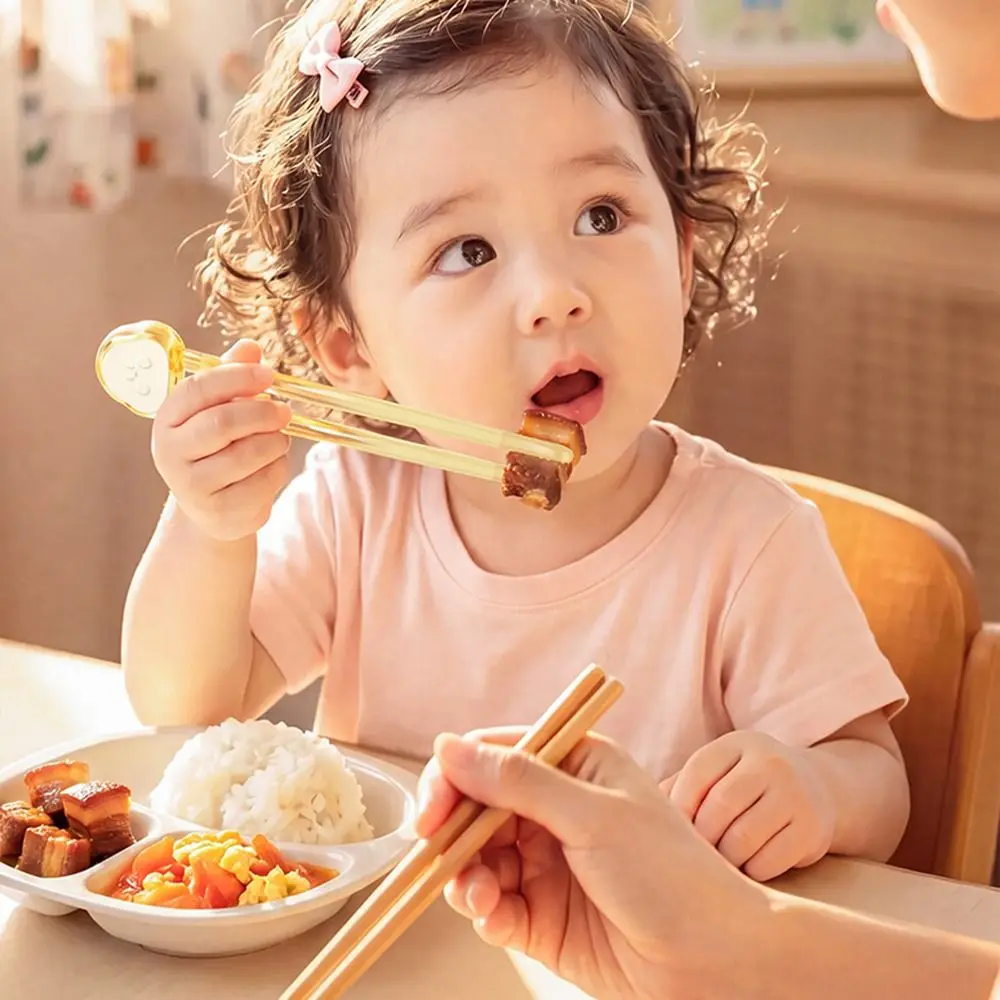 Food Grade Children's Training Chopsticks Transparent High Temperature Resistance Learning Chopsticks with Case Anti Slip