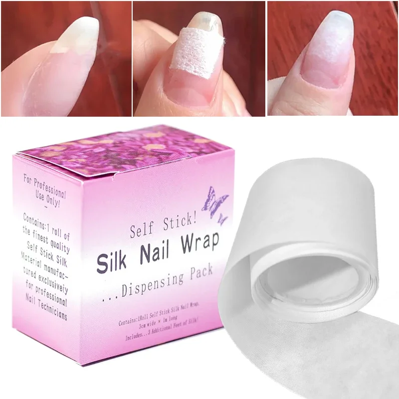 1 Roll Repair Nail Fiberglass Silk UV Gel Building Fiber French Manicure Tools Nail Forms Extension Tips Adhesive Stickers