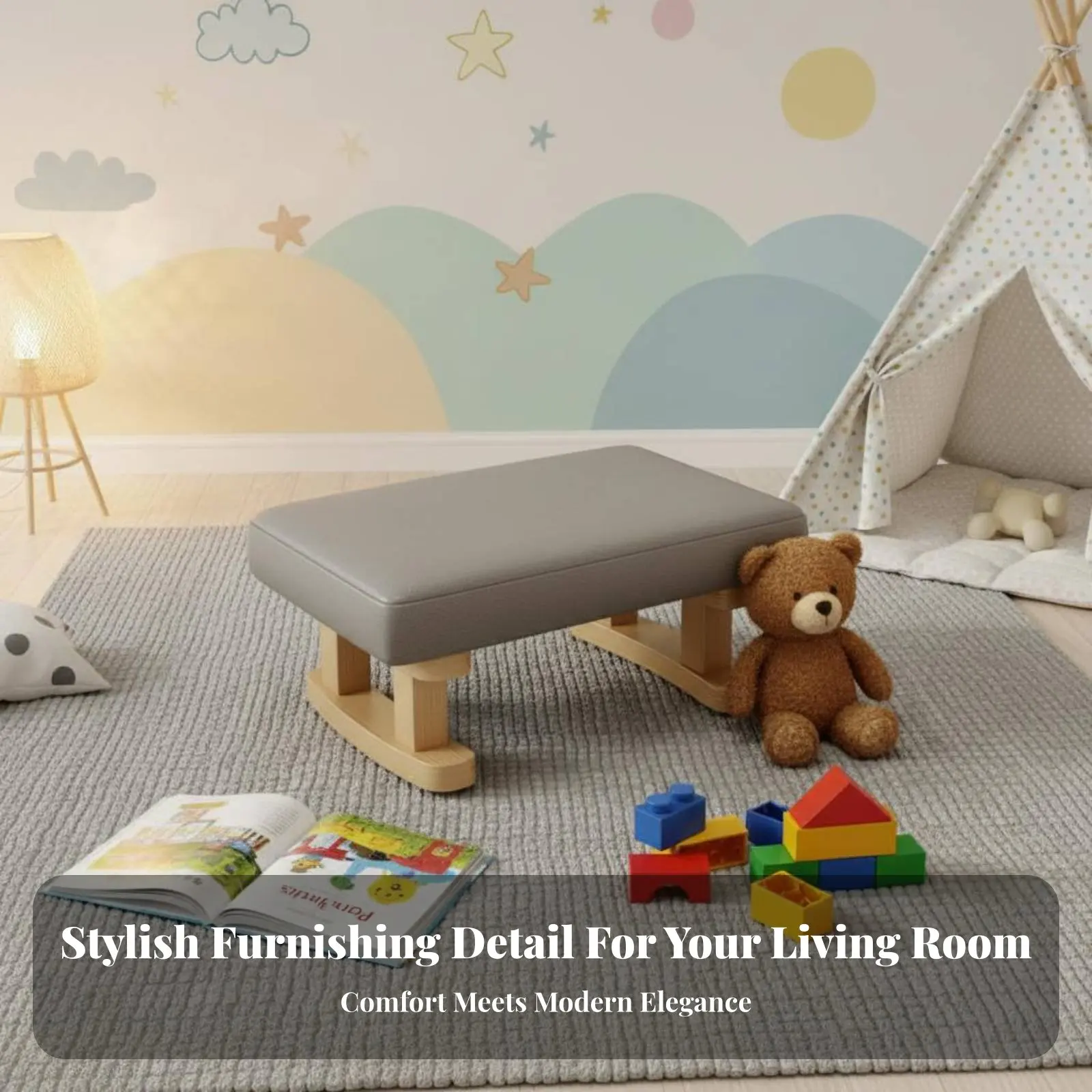 

Upholstered Low Stool Minimalist Design Upholstered Footrest Multi-Functional Soft Padded Surface for Adults, Living Room