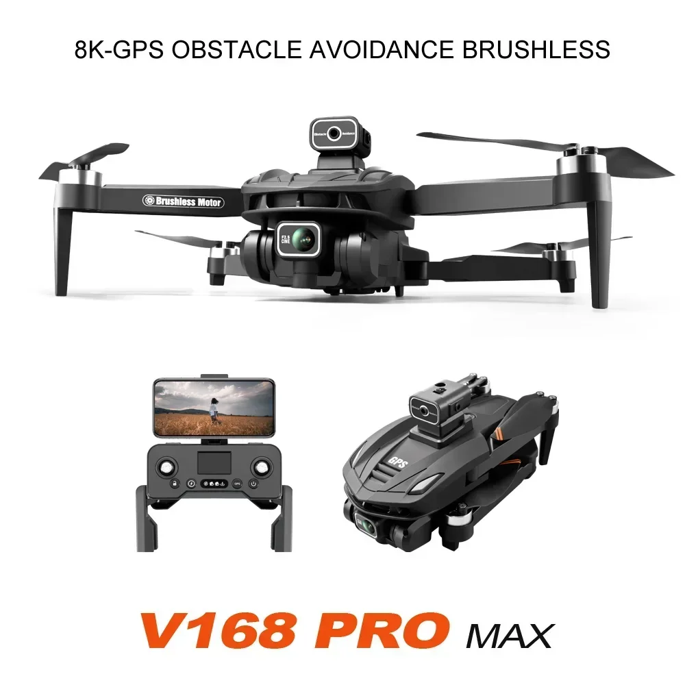 V168 Drone 4k 5G WiFi FPV with Professinal 8K GPS HD camera Wide Angle Obstacle Brushless Avoidance Quadrotor Optical Flow RC