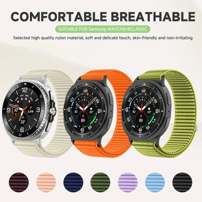 Correa de nailon trenzado para Samsung Galaxy Watch 8 Classic, pulsera deportiva cómoda de 46mm para Samsung Watch 8 44/40mm