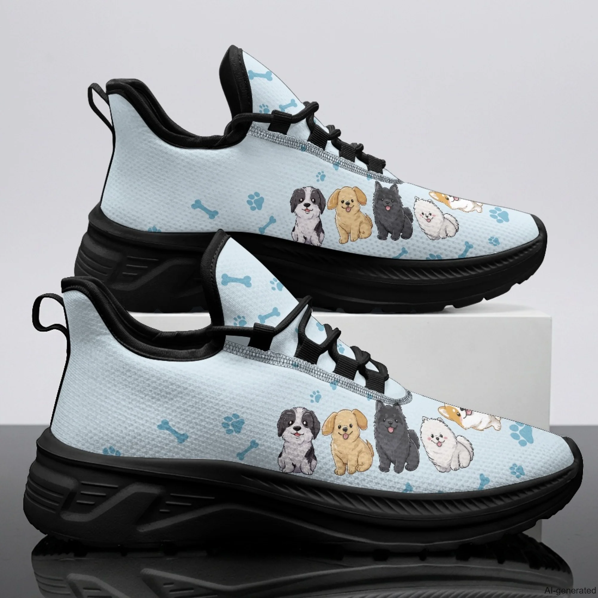 XIXIRIMIDO Womens Walking Shoes Nurse Shoes Nurse Sneakers Cute Dogs Print Tenis Masculino De Corrida Barefoot Shoes 35-48