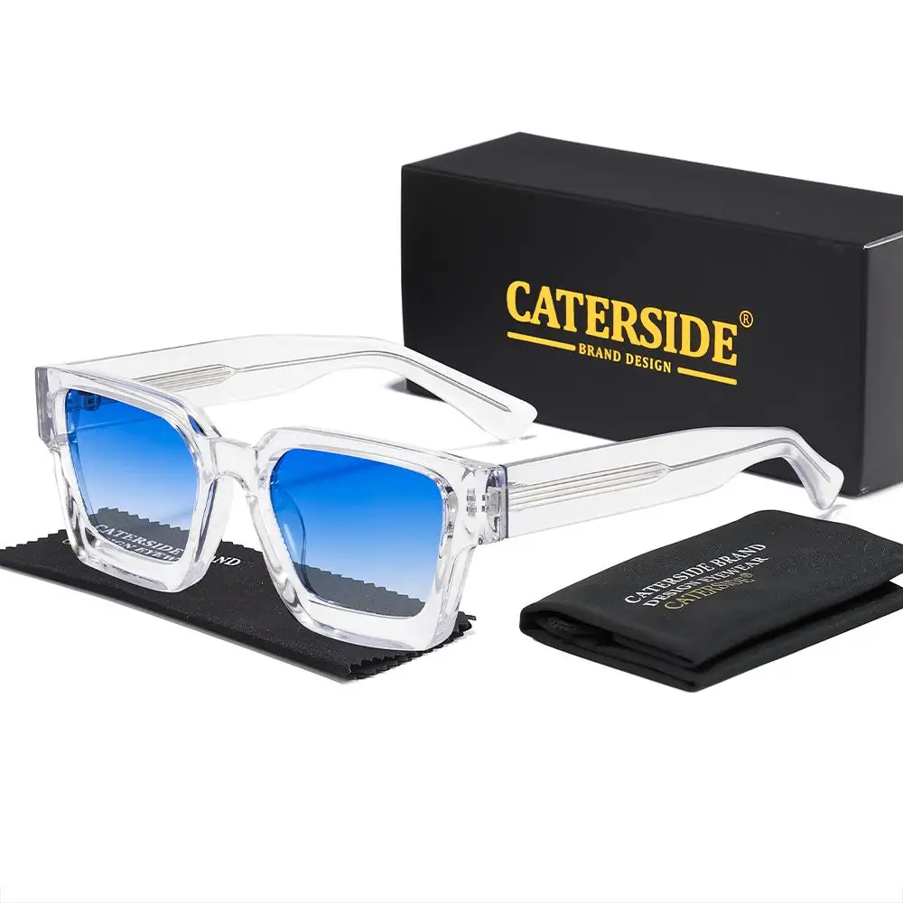 CATERSIDE Retro-Punk-Sonnenbrille für Herren mit dickem, quadratischem Rahmen, Farbverlauf-Design, für Damen, für Reisen, Business, Partys, unverzichtbare Brille, UV400 – Detail 16