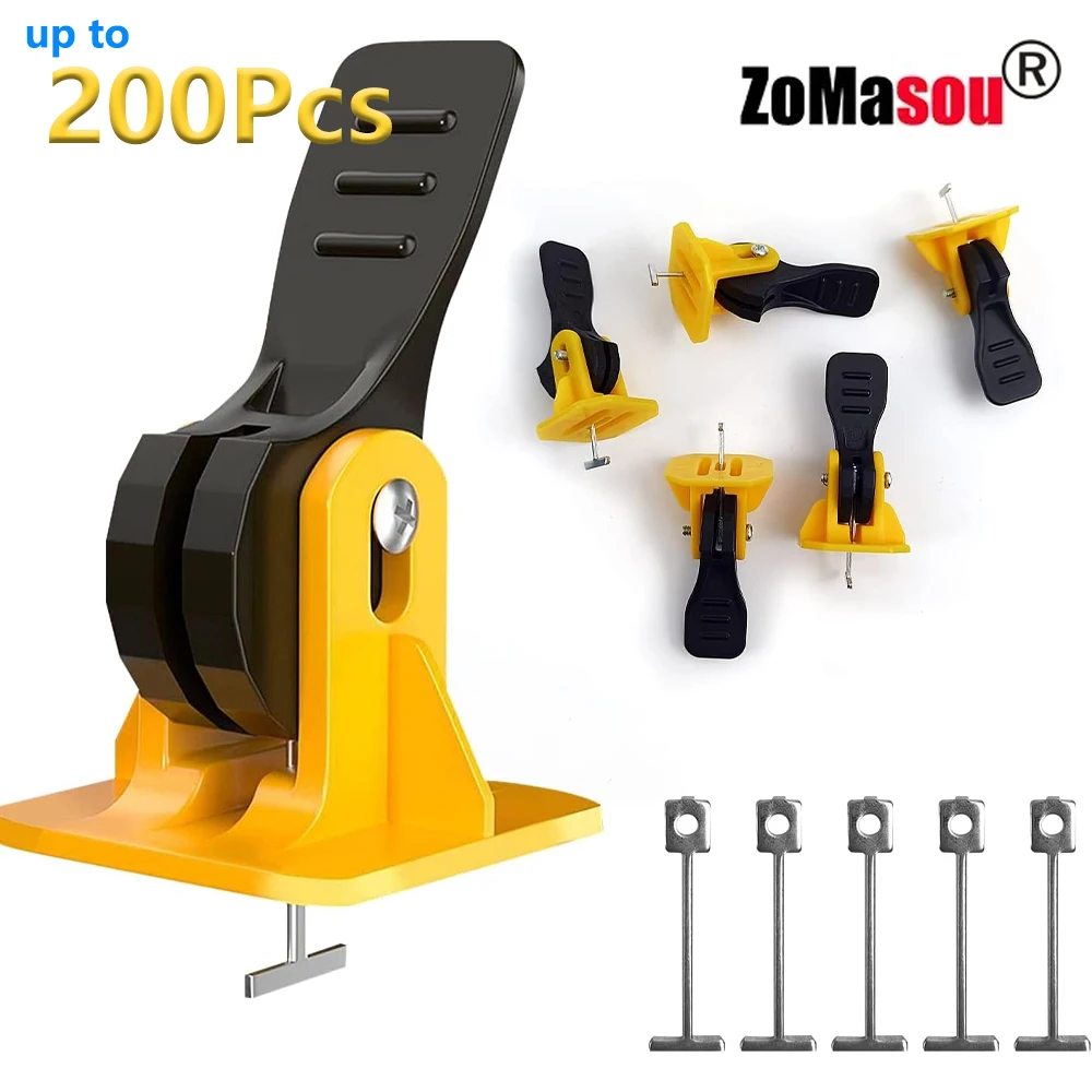 5-200Pc Yellow Tile Leveling System Clips Floor Ceramic Porcelain Tile Levelers Spacers Set Tile Laying Wall Construction Tool