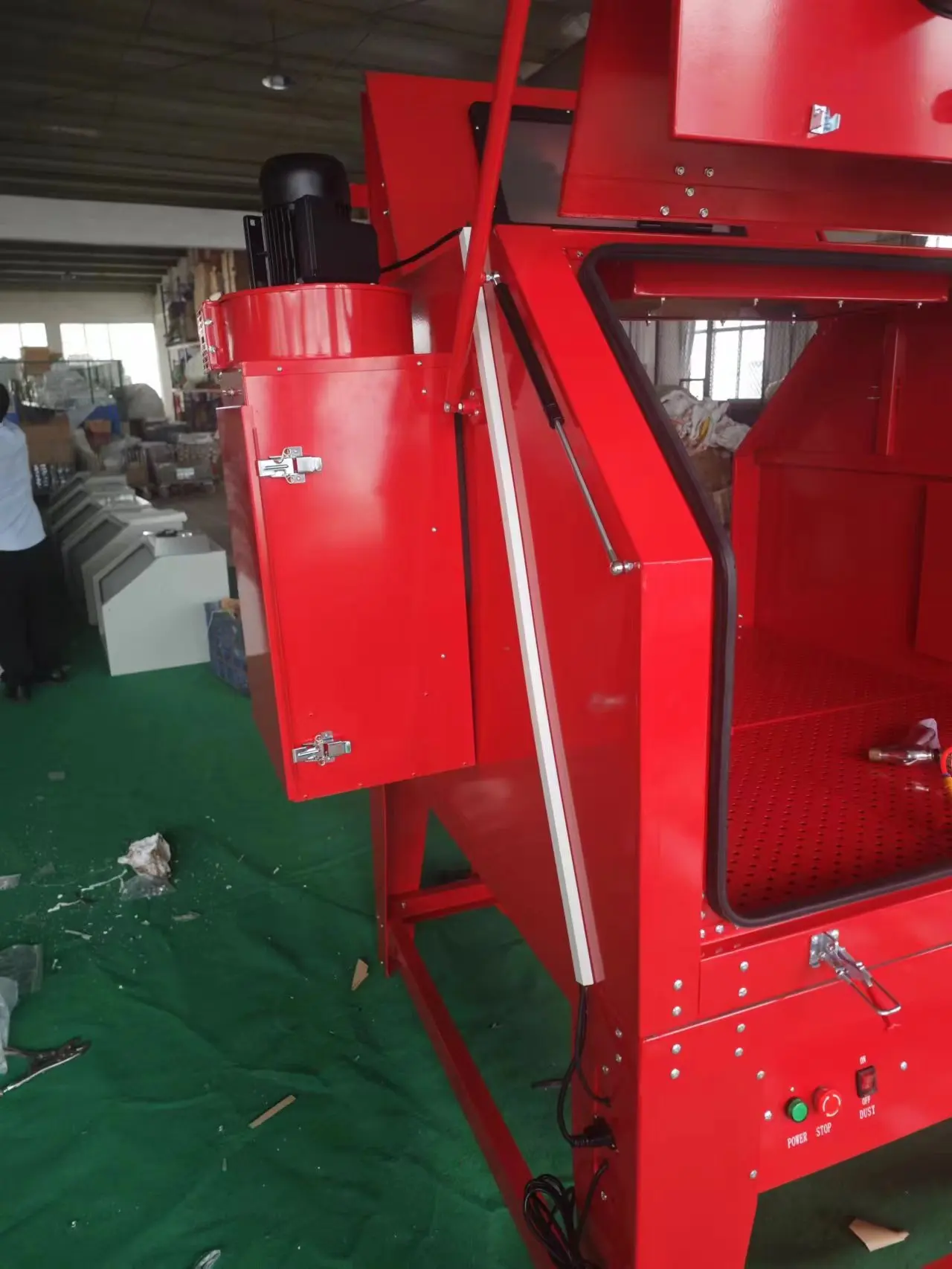 SBC1280 1280L التحكم الكهربائي اثنين من الجانب خزانة الرمل ساندبلاستر مع مكنسة كهربائية #5