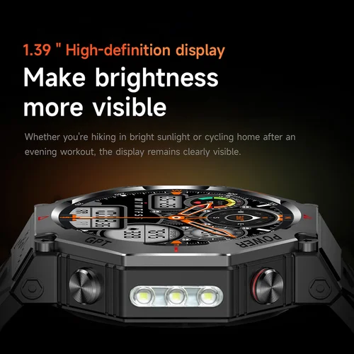 Imagen 2 del producto 2025 para HUAIWE militar al aire libre GPS deportes reloj inteligente hombres 1,39 ""5ATM impermeable 530mAh ChatGPT AI asistente brújula Smartwatch