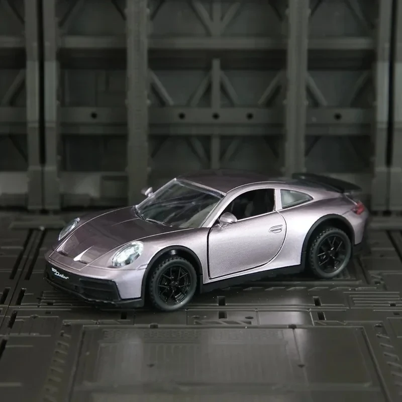 1:32 911 DaKar Alloy Sports Car Model Diecast Toy Ornament Doors Opened Sound Light Pull Back Miniature Models Toddler Kids Gift