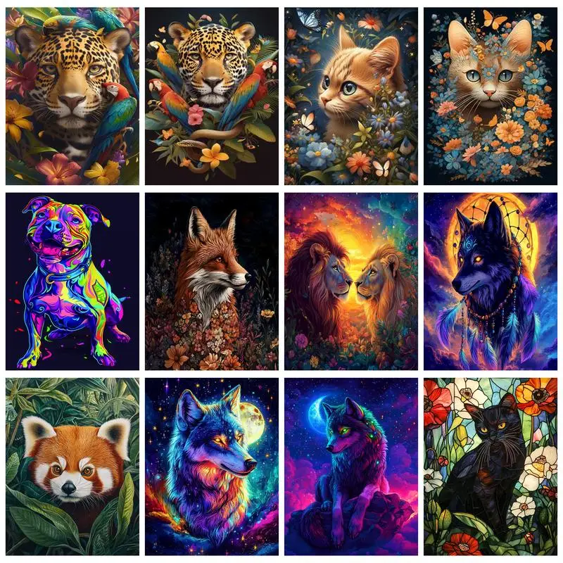 

RUOPOTY DIY Animal Diamond Painting Painted Glass Black Cat Modern Cross Stitch Kit Rhinestone Handmade Gift Indoor Wall Decorat