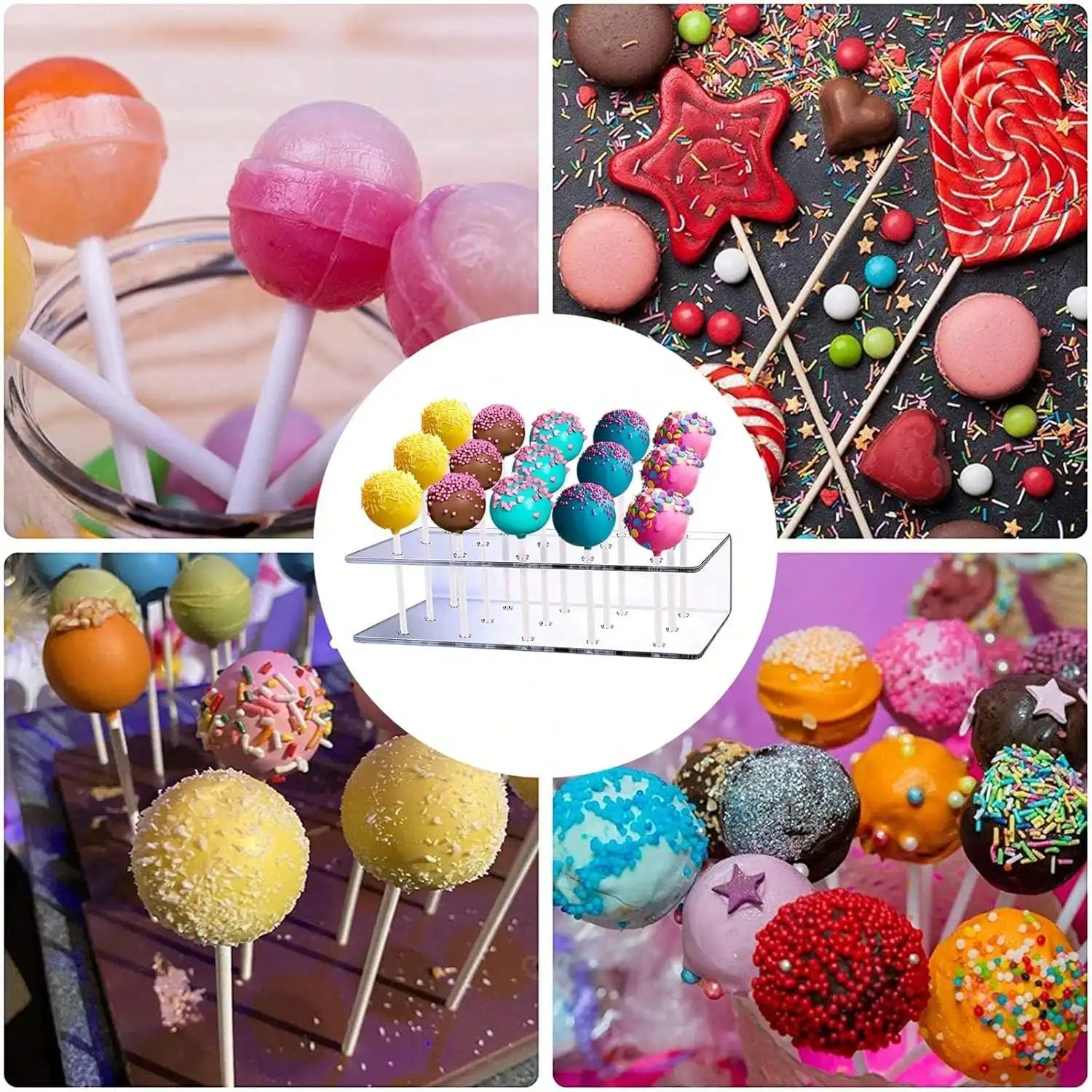 15/21 Loch Klar Acryl Lutscher Halter Lollipop Sticks Candy Pop Display Ständer Cakepopsical Ständer Halloween Süßigkeiten Dekorativ