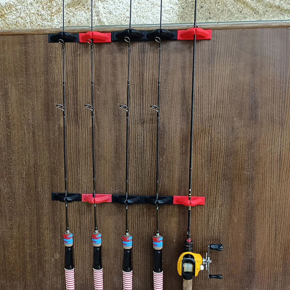 4 قطعة مشبك قضيب الصيد الحائط قصبة صيد خشبية حامل كليب تخزين الرف قوس عمودي لتخزين الجدار والمرآب