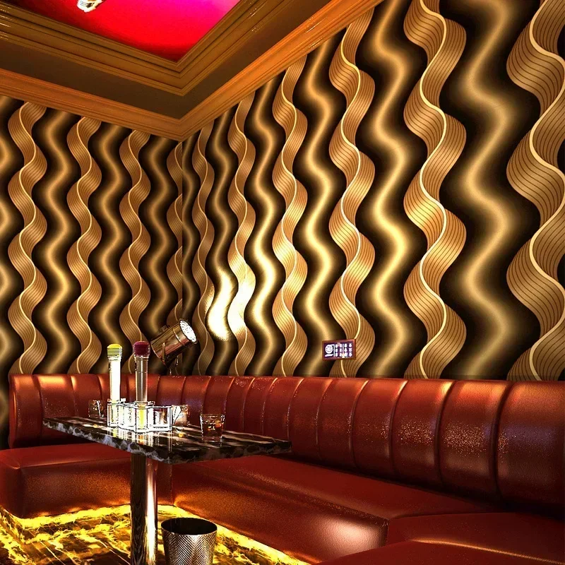 KTV Wallpaper Reflective Wallpaper Popular Special Vertical Stripes Wave Ballroom KTV Theme Room Wallpaper 3D Backdrop Wall