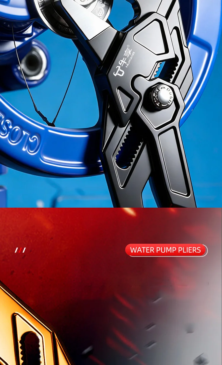 Schnellverstellbare Wasserpumpenzange, Verstellbarer Rohrschlüssel, Selbstverriegelndes Sanitärwerkzeug für Heimwerker, Manuelle Klemmung für Armaturen – Detail 5