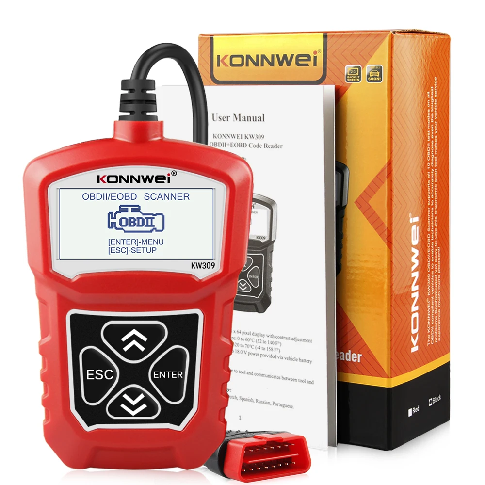 Pocket Size Car Problem Checker KONNWEI KW309 Universal OBD2 Car Diagnostic Tool Check Engine Light