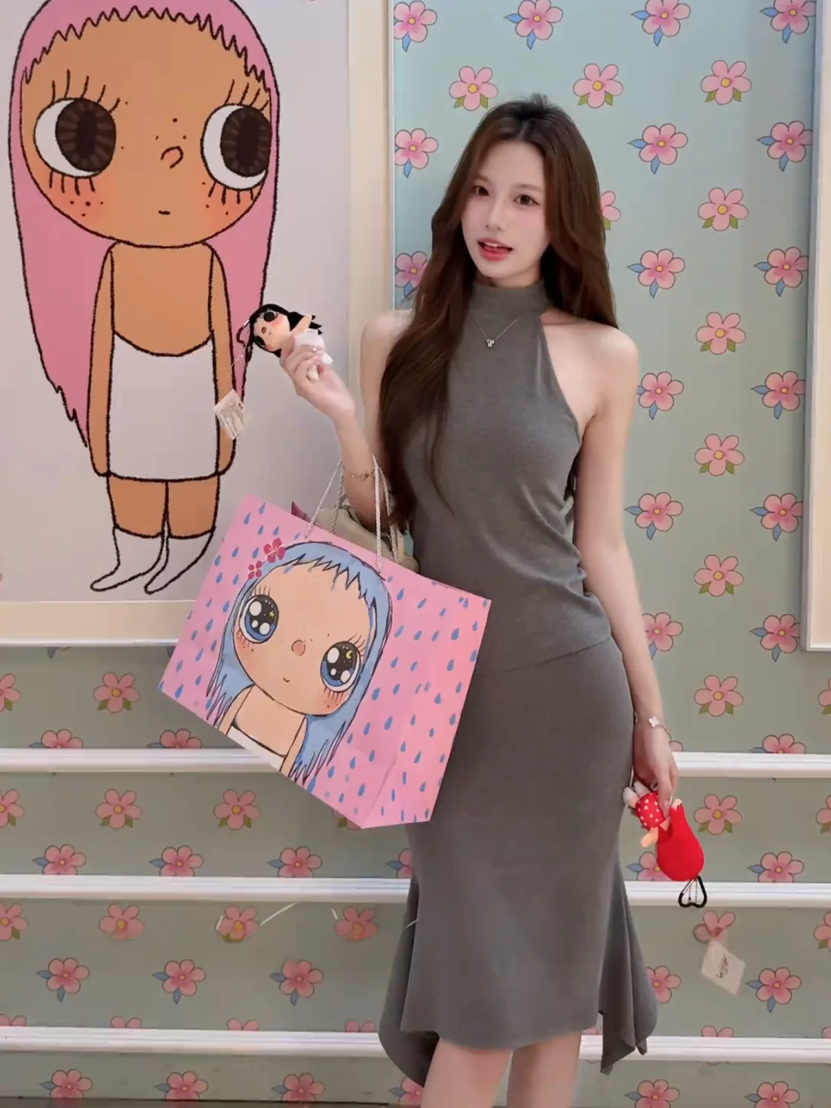Zhaolu Si Lazy High Neck Sleeveless Vest Asymmetrical Thin Fish Tail Wrap around Skirt Two Piece Set Women's Summer Fashion