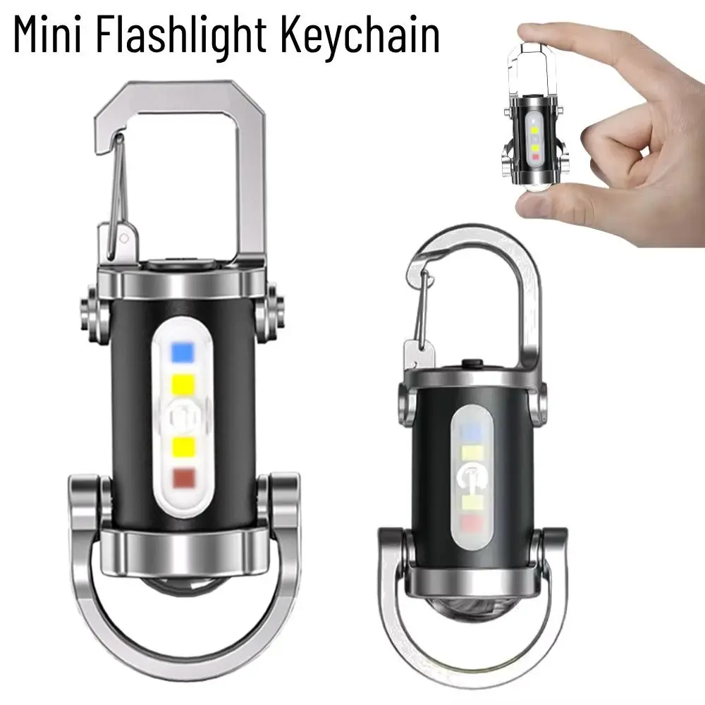 

with Red&Blue Light Mini Keychain Flashlights USB Rechargeable Ultra Bright Work Light Portable LED Torch for Outdoor
