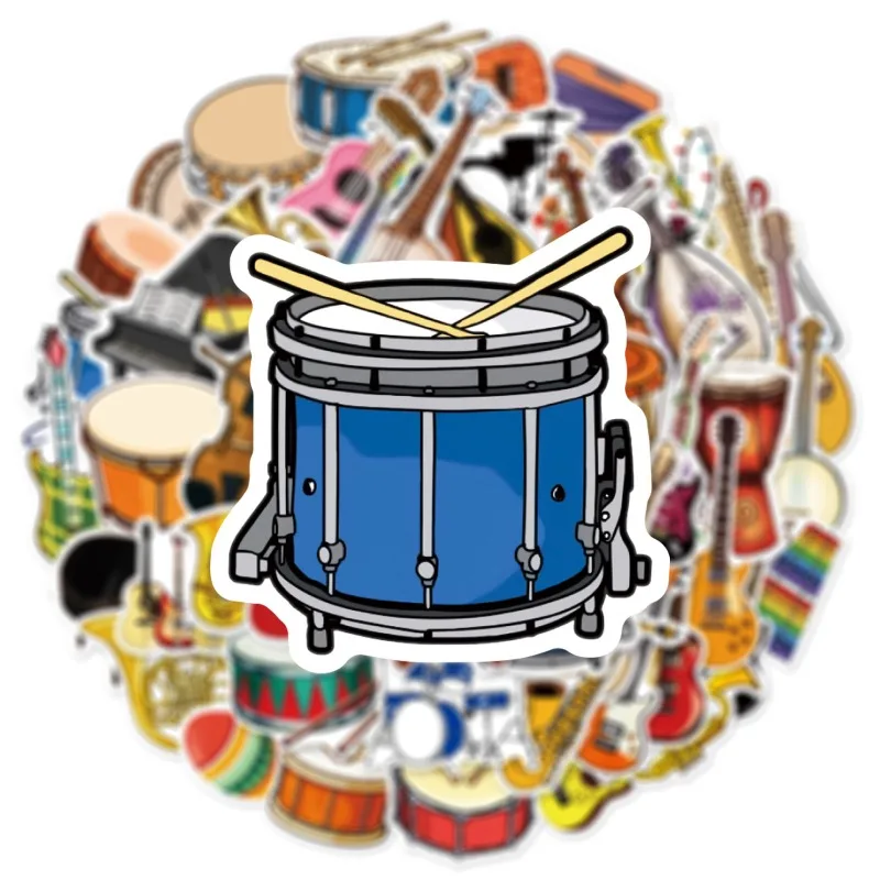 10/25/50pcs Cartoon Musical Instruments Stickers Graffiti for Phone Laptop Guitar Helmet Travel Luggage Skateboard DIY