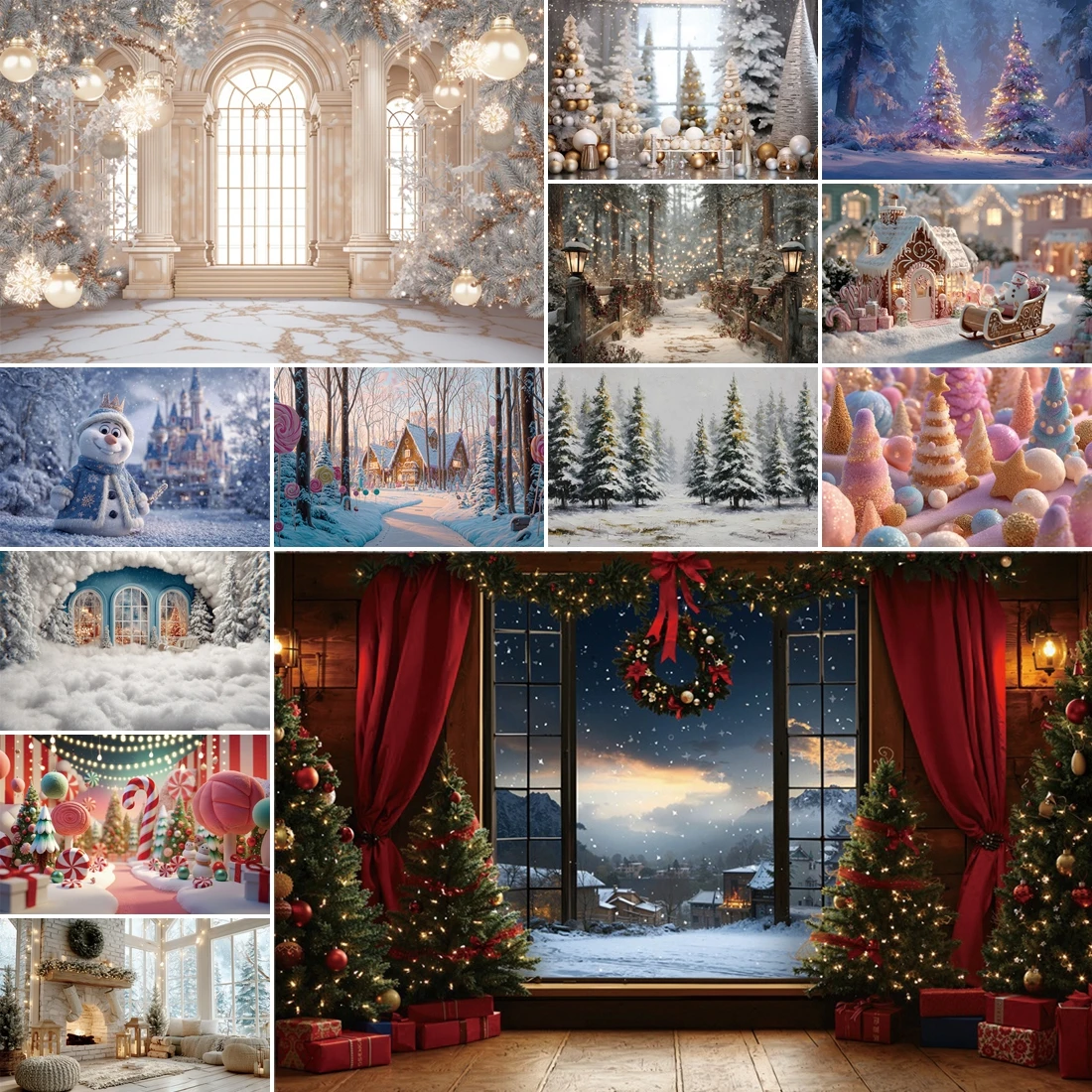 

MOON.QG Christmas 2025 Backgrounds Photographs Mountain Forest Santa Backdrop Kids Photo Portrait Birthday Poster Wallpaper