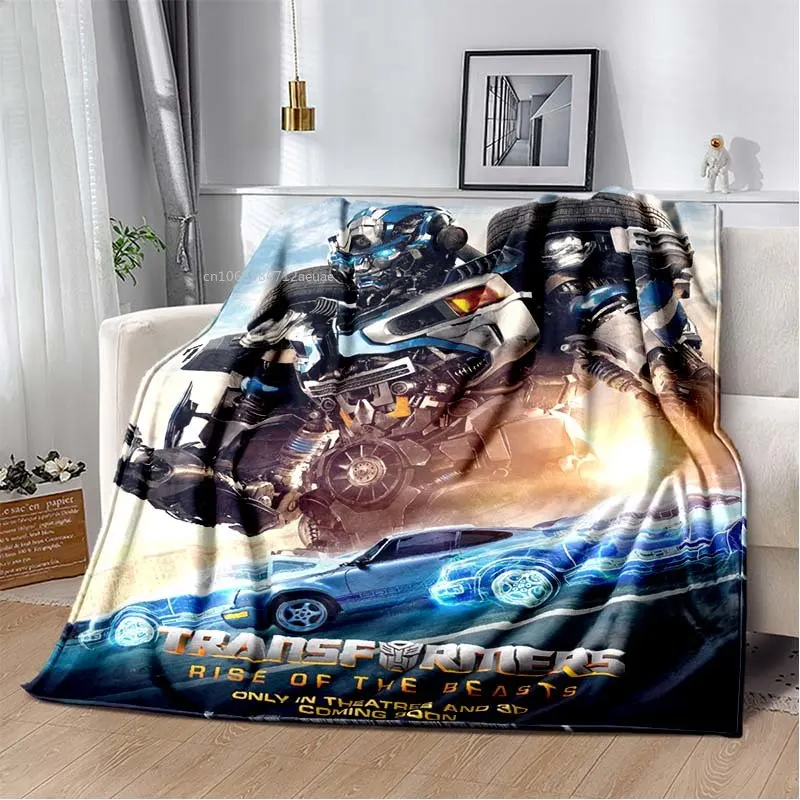 Sci-fi Movie Printed Blanket Transformers: Rise of the Beasts Blanket Kid Gift Film Poster Fleece Quilt Bedding Set Sofa Cover