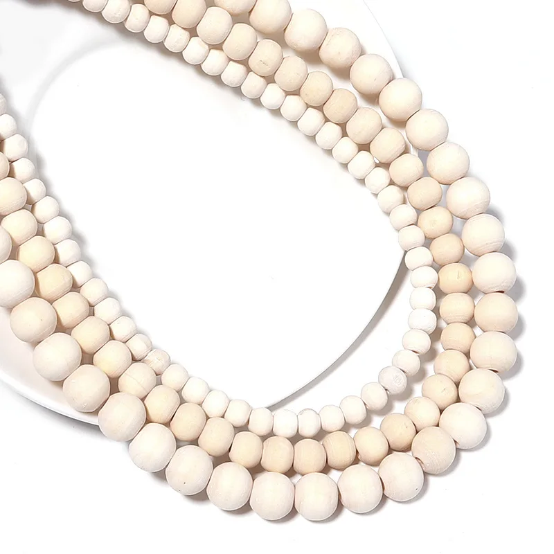 1 Strand Natural Wooden Beads 5-12mm Round Wood Ball Beads Loose Spacer Beads For DIY Jewelry Making Bracelet Necklace