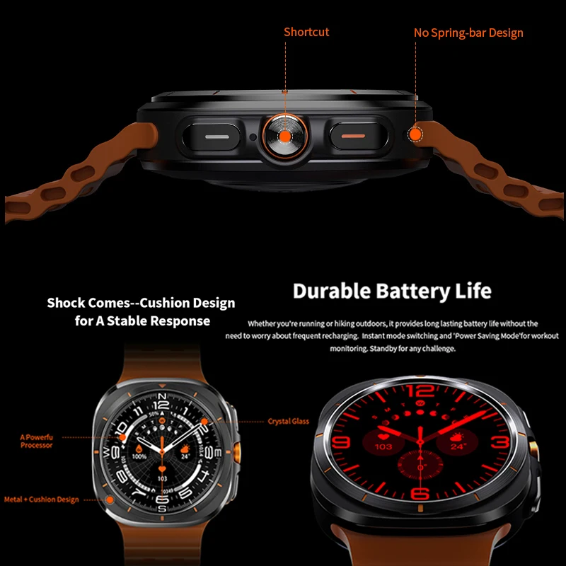 New Galaxy Watch 7 Ultra GPS Tracking Smart Watch Men Amoled Screen Heart Rate Bluetooth Call NFC Sports Smart Watch For Samsung