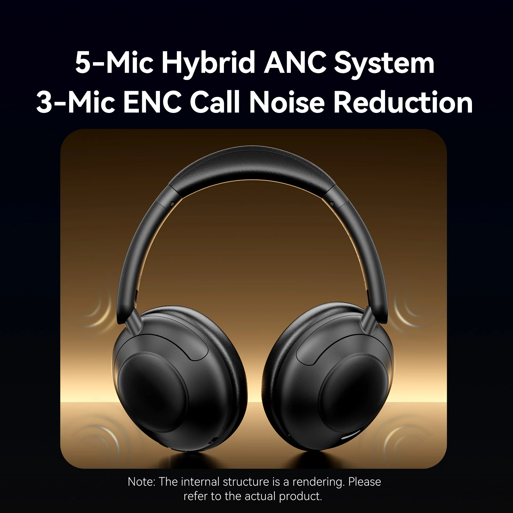 벤션 ANC 오버이어 헤드폰 -45dB 노이즈 캔슬링 헤드셋 블루투스 6.0 고해상도 LDAC 이어폰 5-마이크 40mm 드라이버 73H 플레이