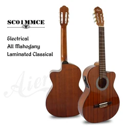 [Video] cheap price high quality Aiersi handmade Mahogany cutaway electric classical guitar With 4-band Pickup spanish style m