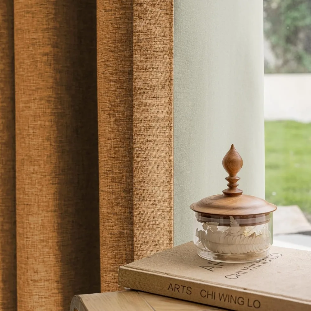 Blackout Curtains for Bedrooms and Living Rooms: 120 Long, 100% Textured Linen Pencil Pleated, Energy Efficient, Blackout Insula
