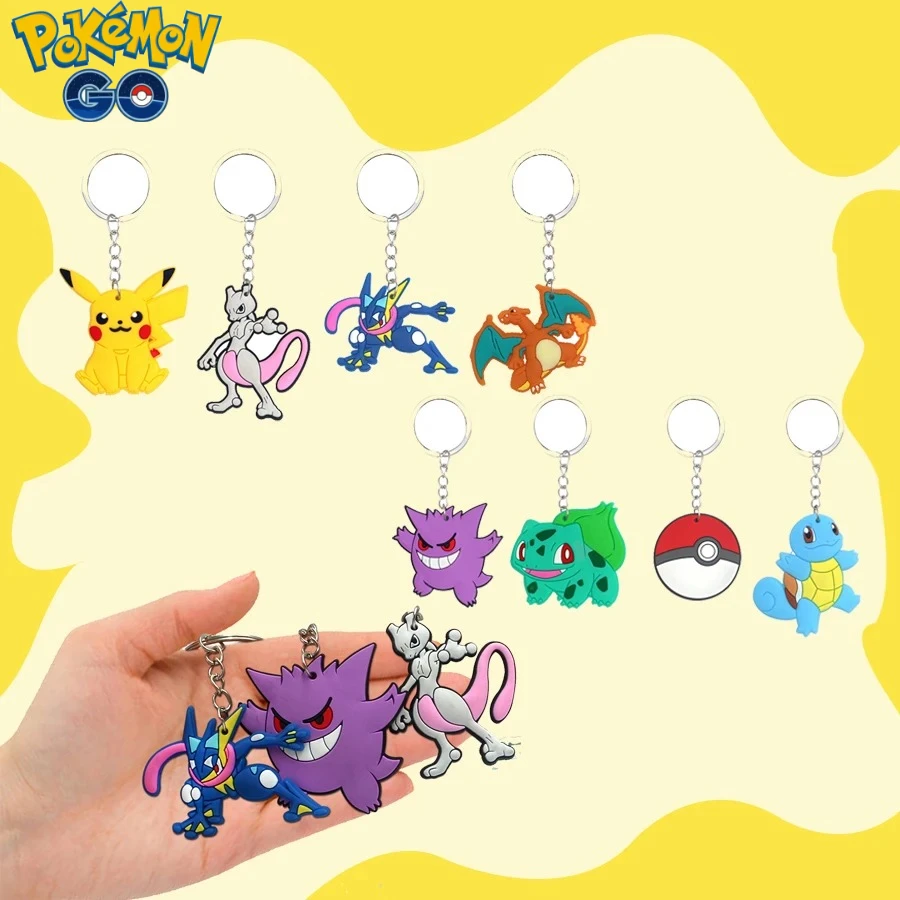 

8styles Pokemon Pvc Keychain Cute Pikachu Gengar Anime Figure Backpack Pendant Kawaii Cartoon Peripherals Birthday Gift for Kids