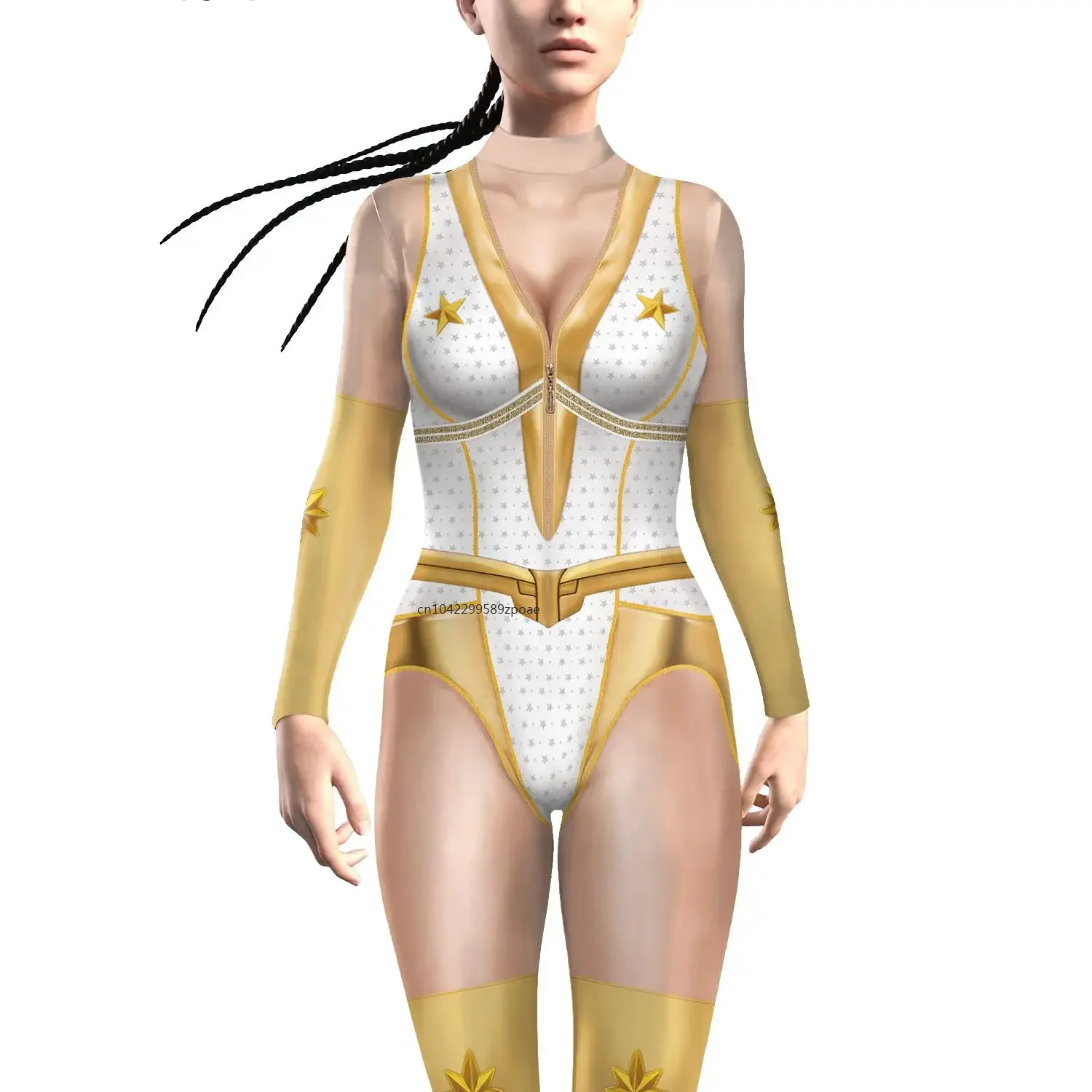 Golden Robot Spandex Cosplay Traje para Mulheres, Bodysuit Zentai, Macacão Apertado, Apertado, Sexy, Festival Party, Show, 2022