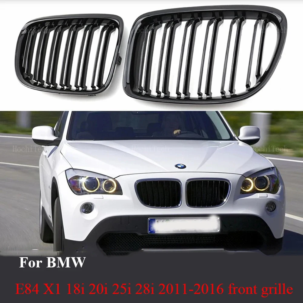 

Аксессуары для экстерьера автомобиля BMW X1 E84 X1 18i 20i 25i 28i 2011-2016: глянцевая черная передняя решетка радиатора с двойной линией.