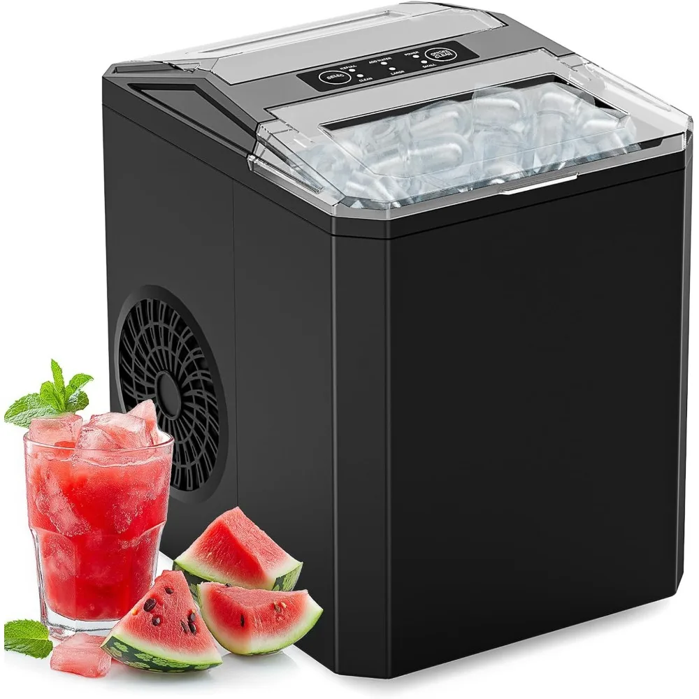 

Countertop Ice Maker, Portable Ice Machine Self-Cleaning, 9 Cubes in 6 Mins, 26 lbs/24Hrs, 2 Sizes of Bullet Ice for Home Party