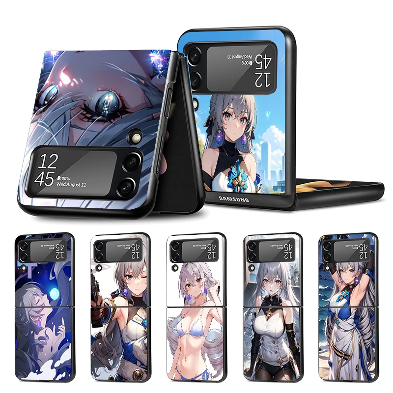 Honkai Star Rail Bronya Rand Z Flip 6 Phnoe Case For Samsung Z Flip 6 5 4 5G Black Hard Shell Galaxy ZFlip4 ZFlip5 ZFlip6 ZFlip3