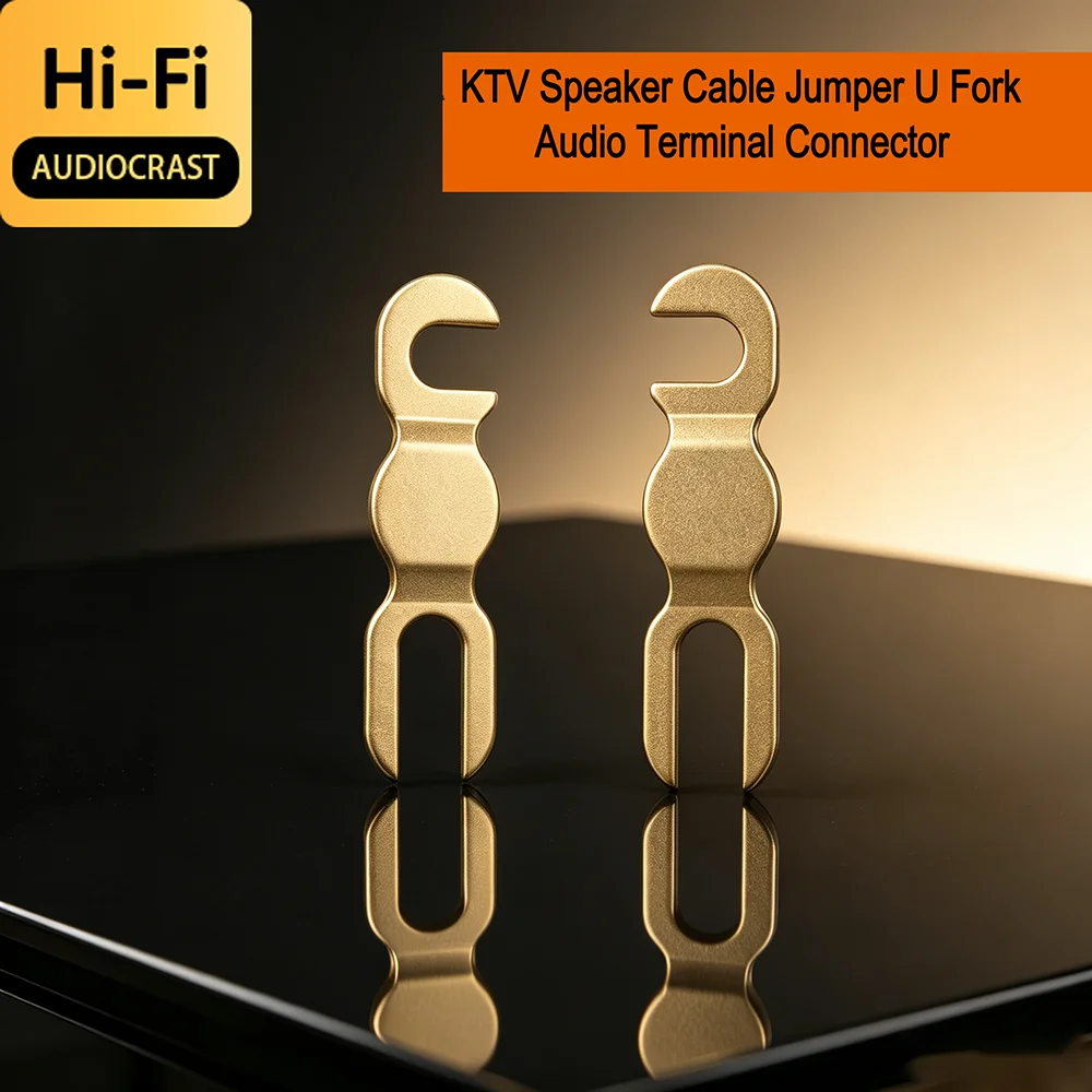 6PCS Audiocrast 7N Red Copper  Gold / Rhodium Plated KTV Speaker Cable Jumper U Fork Audio Terminal Connector