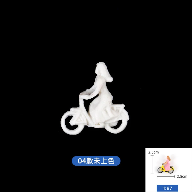 Simulierte Mini-Fahrradfahrer-Figuren Modell HO Maßstab 1:87 Radfahrer-Modelle für Mikro-Landschaftsgestaltung Diorama 6 Stück – Detail 8