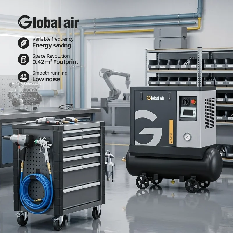 Portable 3HP Silent Screw Type Air Compressor 220V 50Hz Industrial Air Unit for Tire Shop, Car Lifting Equipment, Air Impact Wre