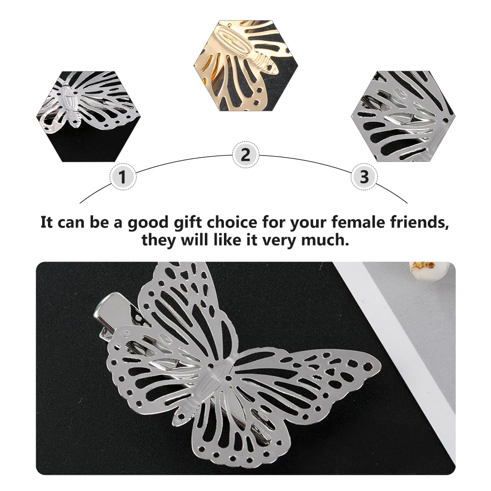 

4 Pcs Metal Hairpin Clips Girl Butterflies Accessory Small Alloy Headdress with Modeling Women Miss