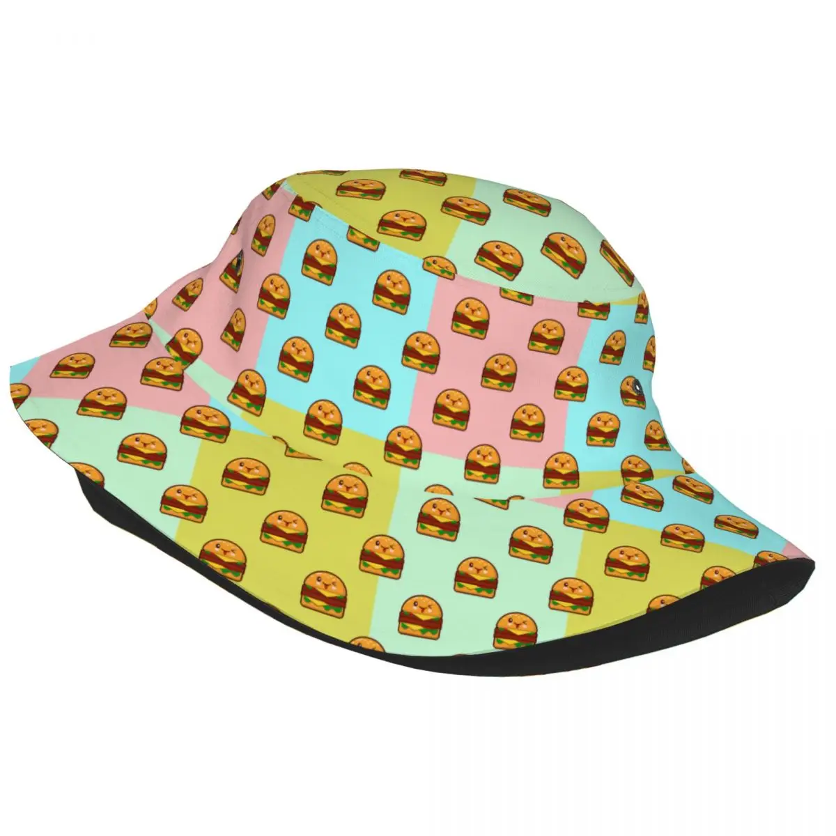 Custom Cute Cartoon Burgers Bucket Hats for Men Women Printed Summer Travel Beach Fisherman Cap