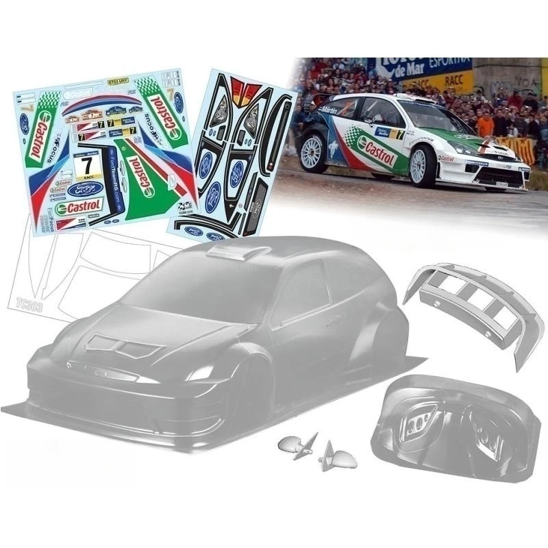 

TeamC Bodies R/C Rally Car Bodywork 1/10 Ford Focus WRC 2003 Clear Lexan Body Shell W/3D Rear Wing ,Mirrors and Light Buckles