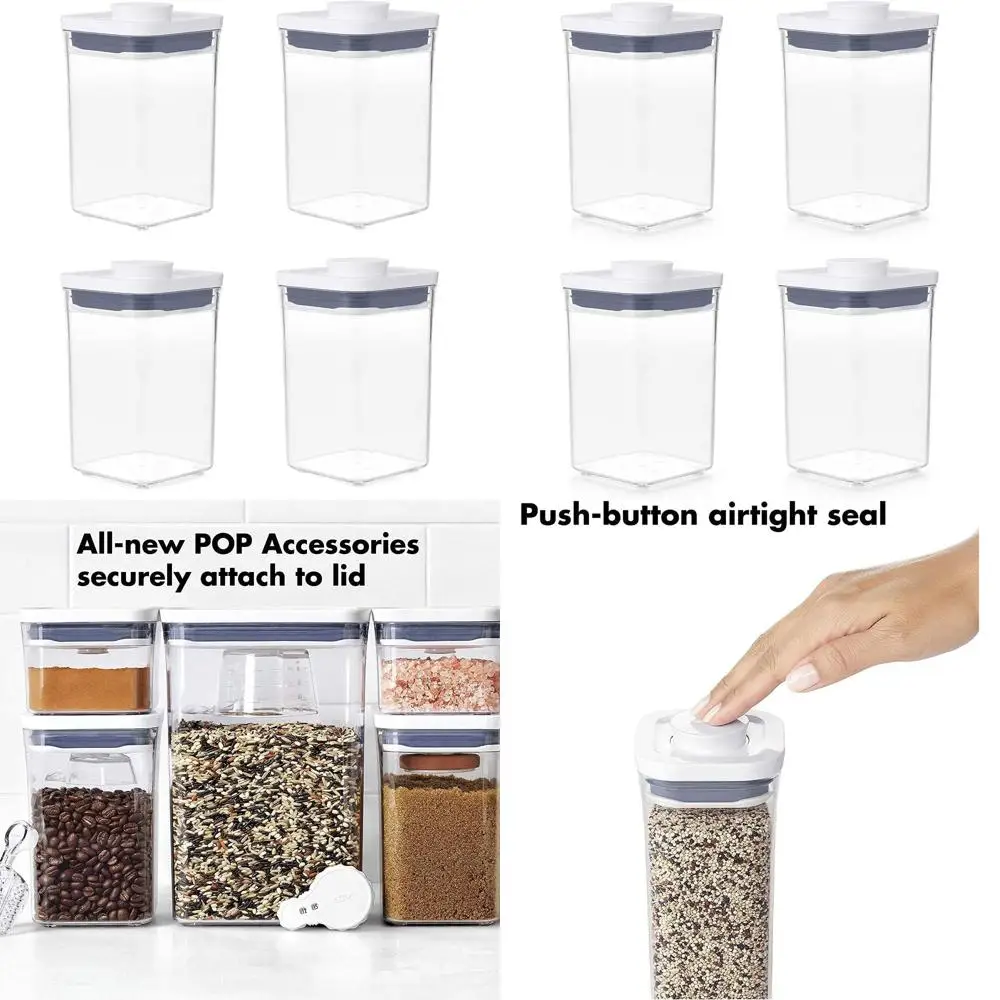 Recipientes herméticos para almacenar alimentos - Juego de 4 recipientes cuadrados de 1.1 Qt para azúcar moreno y más