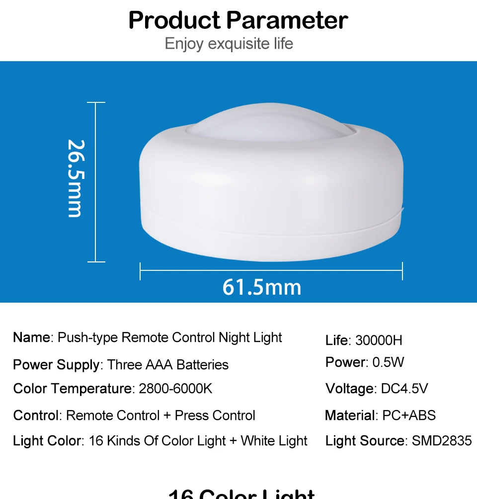 Selling LED Cabinet Light RGB Puck Lights Remote Controller Dimmable Under Shelf Kitchen Counter Lighting Decoration Night Lamps