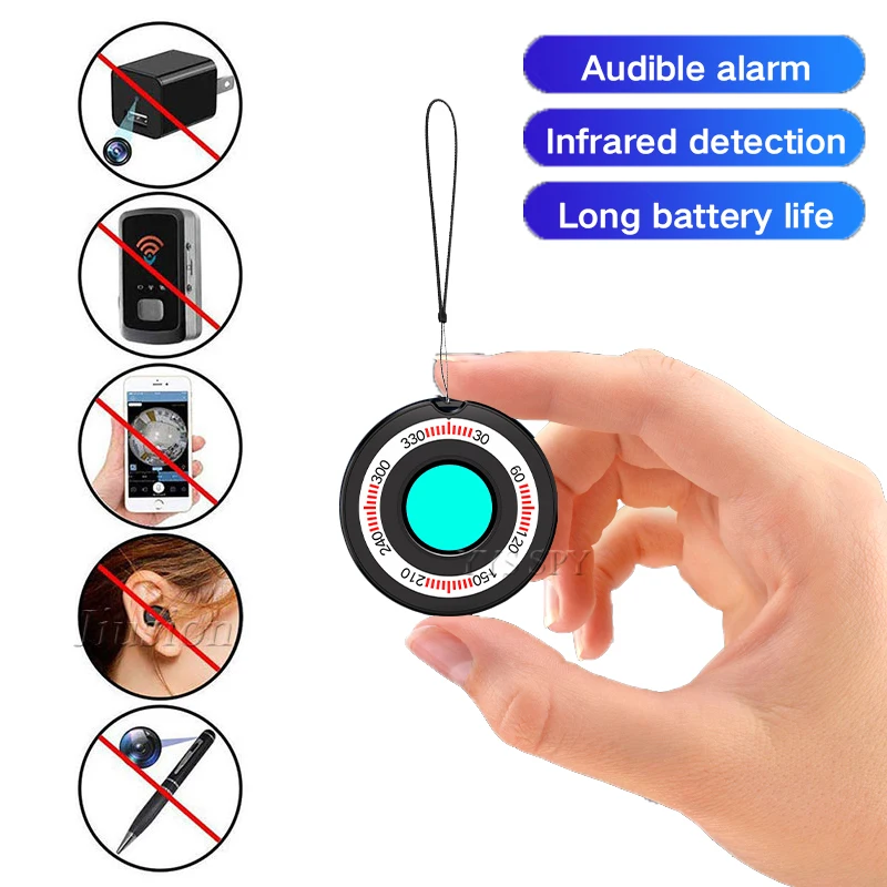 

NewMini Anti Spy Hidden Camera Lens Detector Sound Light Vibration Alarm Scanner Anti Candid Thief Micro Secret Cam Small Finder