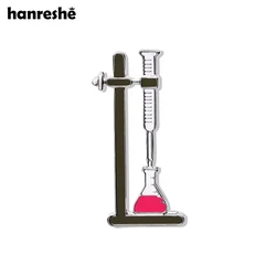 Hanreshe Titration Chemical Science Enamel Brooch Mediacl Lab Beaker Dropper Lapel Pins Jewelry for Scientist Chemist Doctor