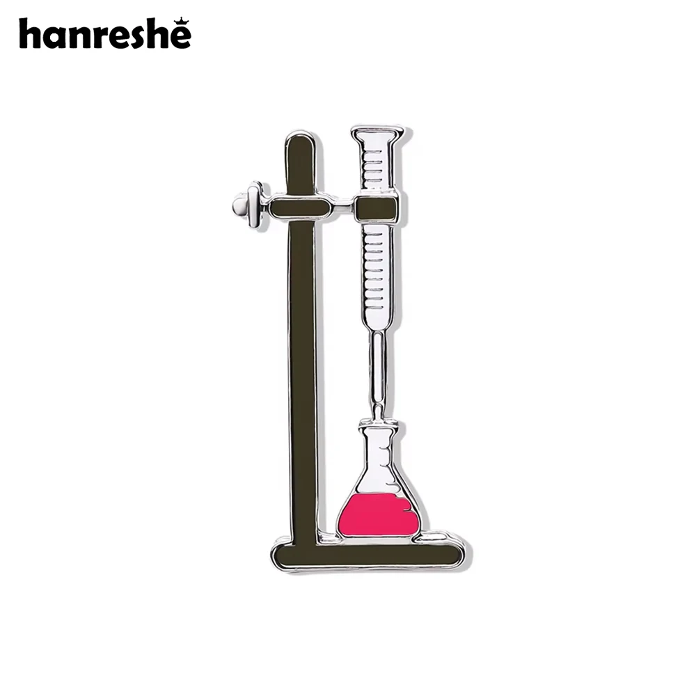 Hanreshe Titration Chemical Science Enamel Brooch Mediacl Lab Beaker Dropper Lapel Pins Jewelry for Scientist Chemist Doctor